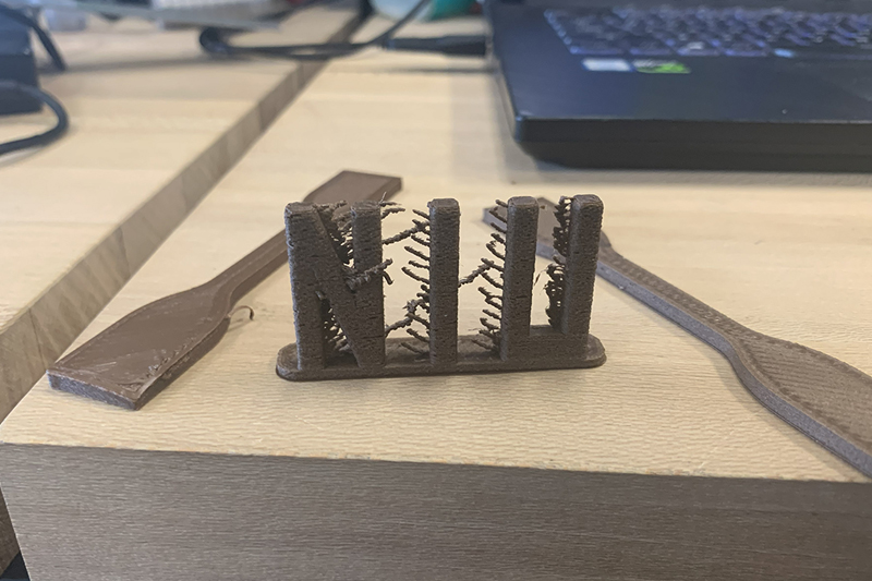 Three dimensional printed parts made from bio-based composite filaments.